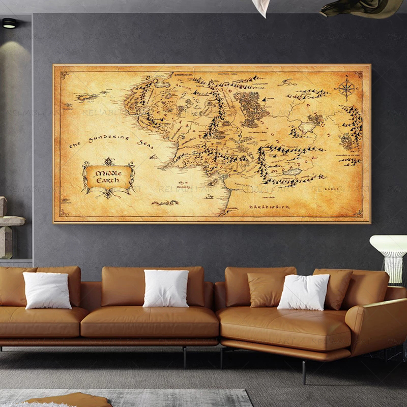 Retro The-Lord-of-Rings Map Po - مراجعة Star Map Poster وسعره