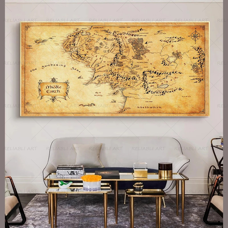 Retro The-Lord-of-Rings Map Po - مراجعة Star Map Poster وسعره