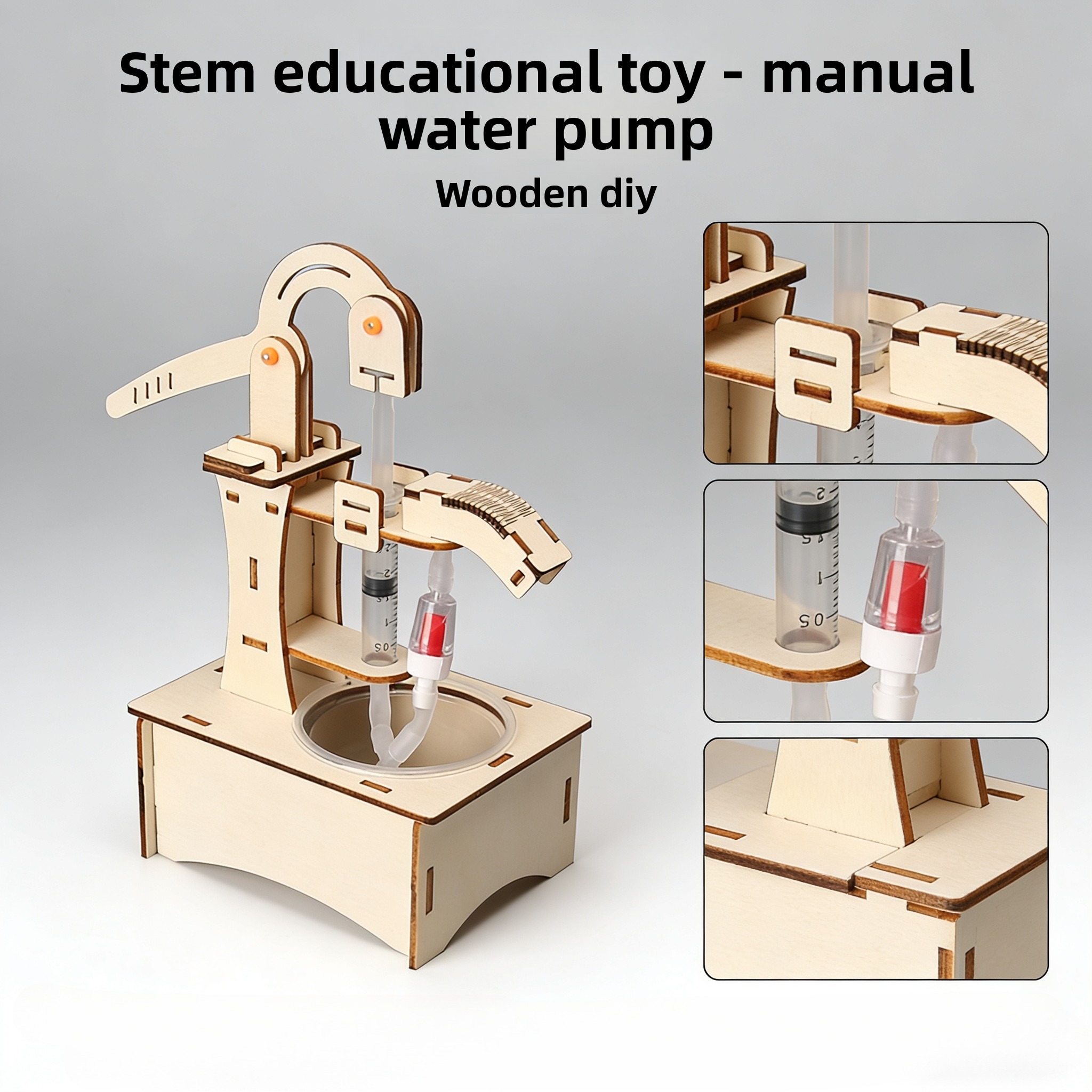 Wooden DIY Hand Pump Well Mode - مراجعة Science Project Diy وسعره
