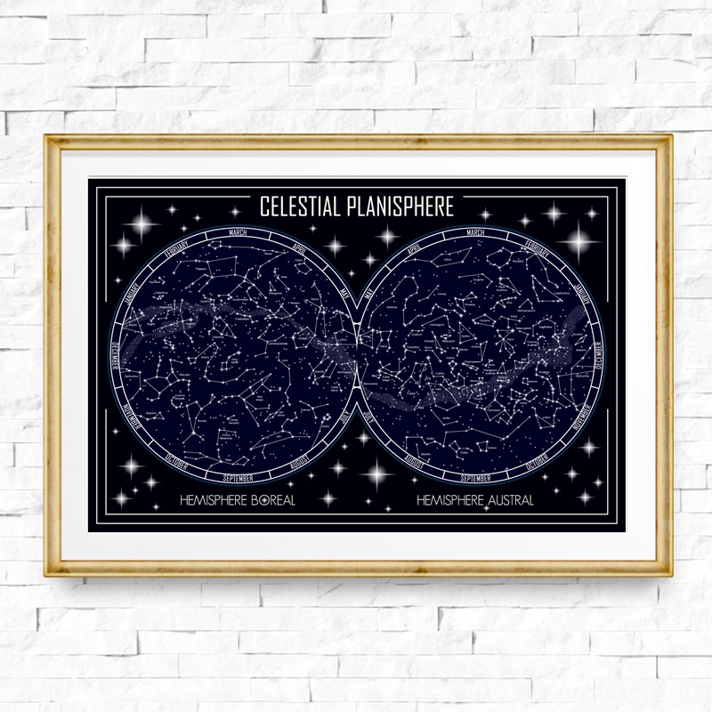 Celestial Planisphere Map Canv - مراجعة Star Map Poster وسعره